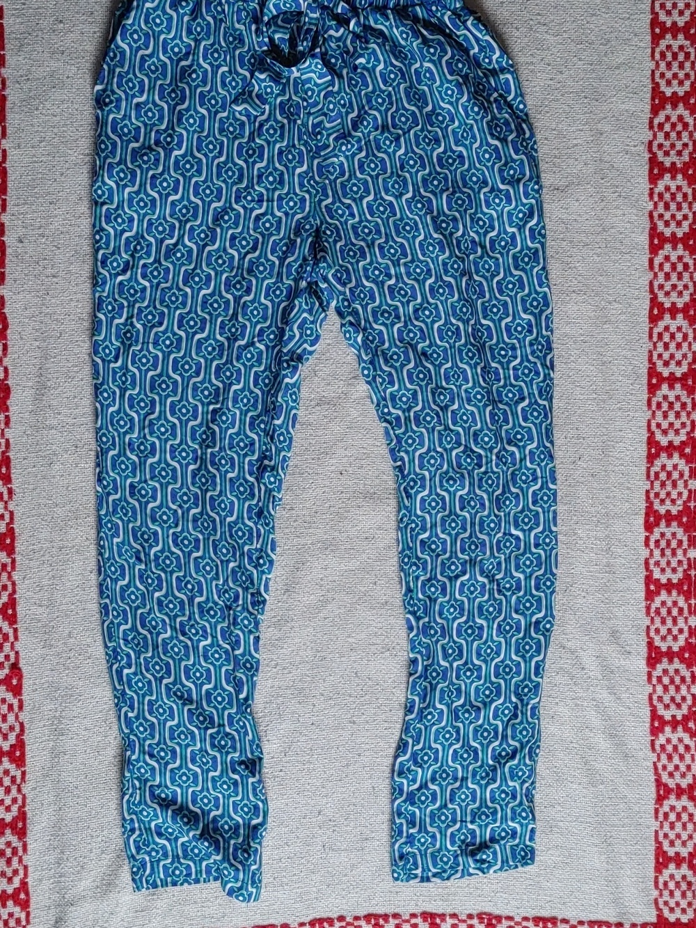 It Hippie Blue/Green  Geometric Floral Women's Pants